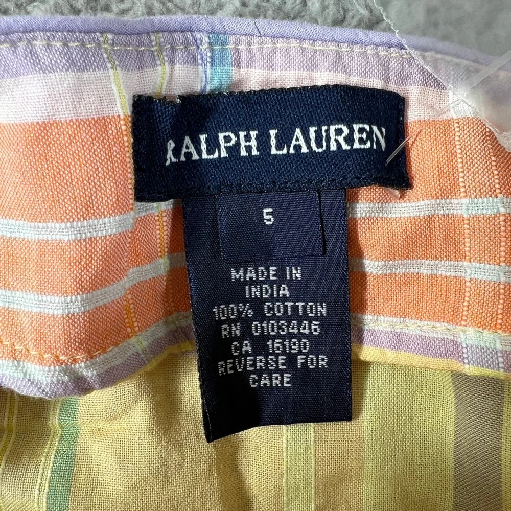 Ralph Lauren Dress Girls 5‎ Yellow Plaid Avignon Cotton Ruffle Cap Sleeve NWT